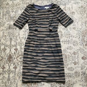 Dressbarn Gray & Beige Wave Striped Dress Size 6